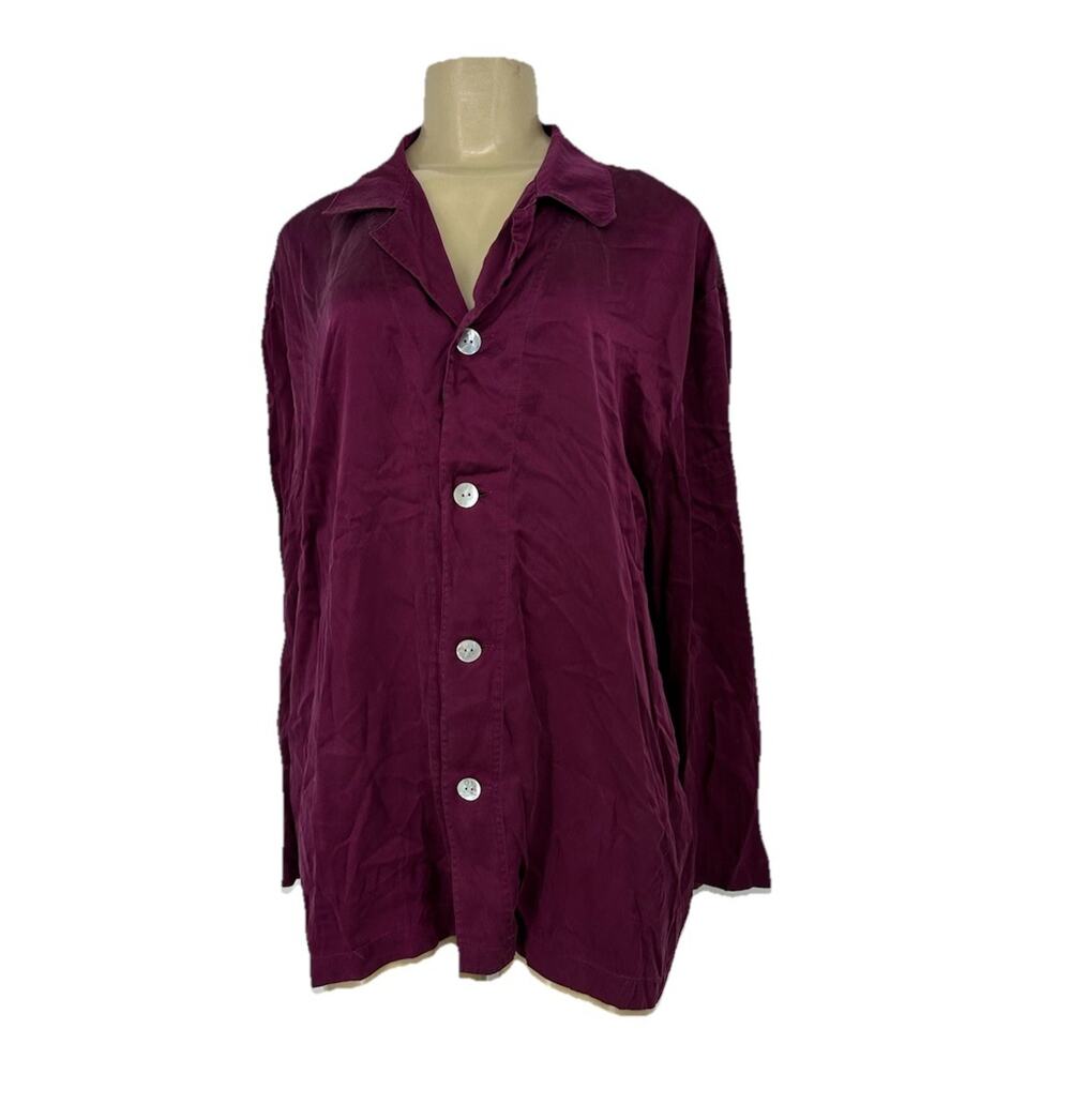 XMI Large Women Button Up Shirt Silk Long Sleeve Casual ED15